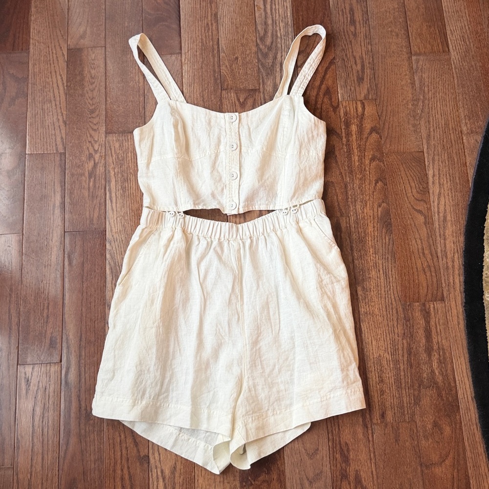 Updated photos!! Madewell Ivory Button-Front Romper